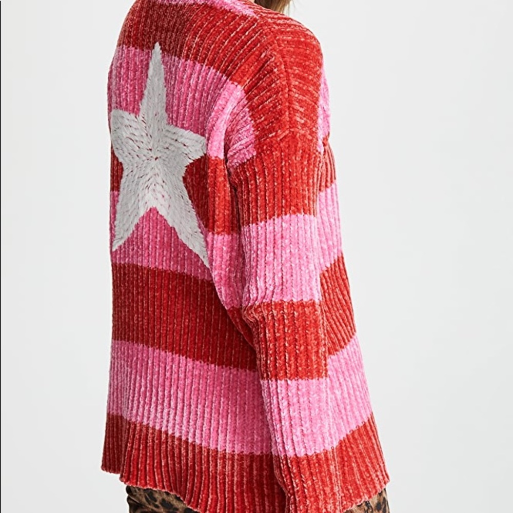 WILDFOX Couture Red & Pink Stripe Star Sweater